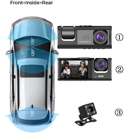 Wifi 1080P Triple Lens Car Dash Camera
