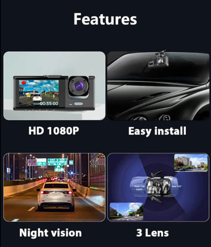 Wifi 1080P Triple Lens Car Dash Camera